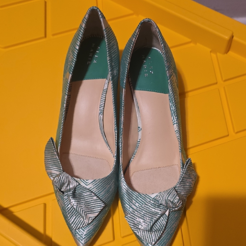 Alex Marie Green Patterned Heels
